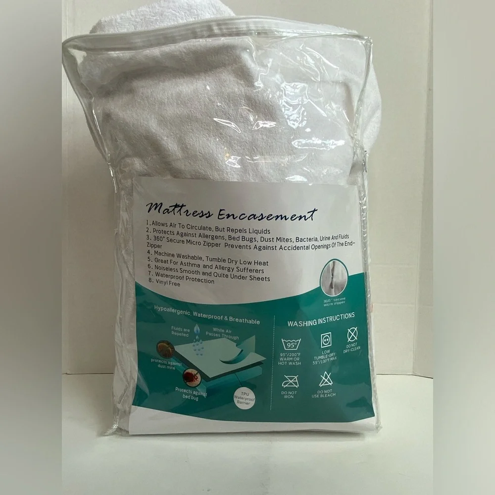 Premium Mattress Encasement King Waterproof Zipper Washable New Opened
